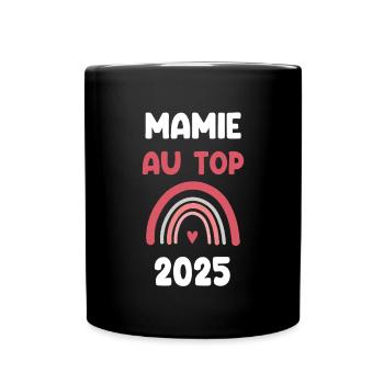 2025 Oma an der Spitze der Schwangerschaftsankündigung - Tasse einfarbig - Schwarz - Vorne