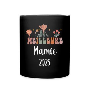 mamie 2025 meilleure fleurs annonce grossesse - Mug uni - noir - Devant