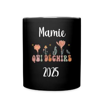 mamie 2025 qui déchire fleurs annonce grossesse - Mug uni - noir - Devant