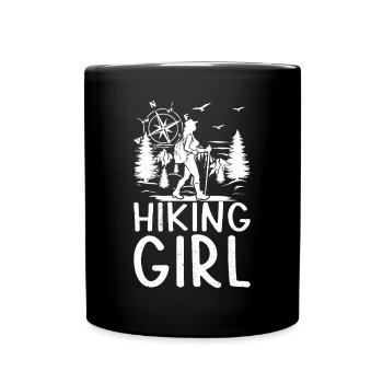 Fille de randonnée Amoureux de la randonnée Fille de randonnée de montagne - Mug uni - noir - Devant