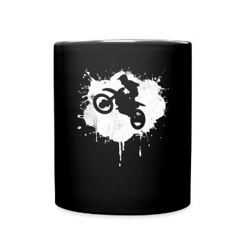 Motocross Fahrer Streetart - Tasse einfarbig - Schwarz - Vorne
