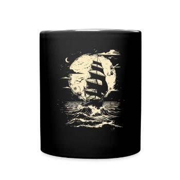 Segeln Zeichnung - Tasse einfarbig - Schwarz - Vorne