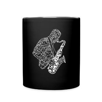Saxophonist Drawing - Full Colour Mug - black - Front
