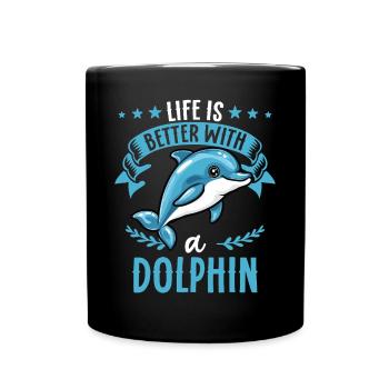 La vie est meilleure avec un dauphin - plus douce - Mug uni - noir - Devant