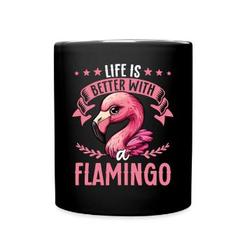 La vie est meilleure avec un flamant rose - plus douce - Mug uni - noir - Devant