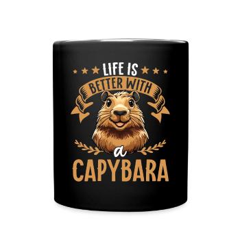 Life is better with a capybara - sweet - Full Colour Mug - black - Front