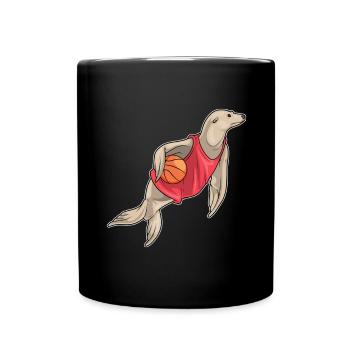 Seal Basketball Player Basketball - Full Colour Mug - black - Front