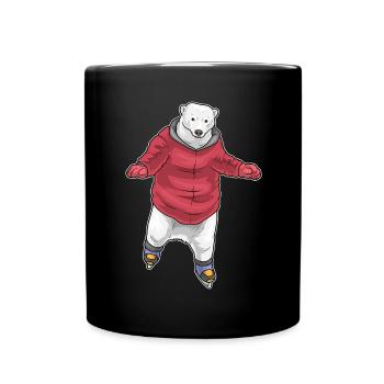 Ours polaire patins à glace - Mug uni - noir - Devant