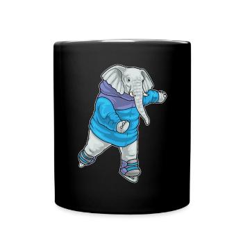 Patins à glace éléphant - Mug uni - noir - Devant