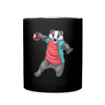 Dachs Handballspieler Handball - Tasse einfarbig - Schwarz - Vorne