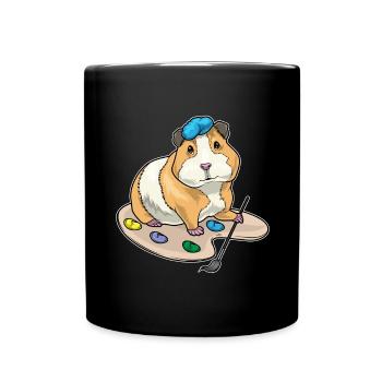 Meerschweinchen Maler Pinsel Malen - Tasse einfarbig - Schwarz - Vorne