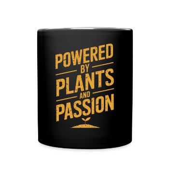 Angetrieben Von Pflanzen Und Leidenschaft Vegan - Tasse einfarbig - Schwarz - Vorne