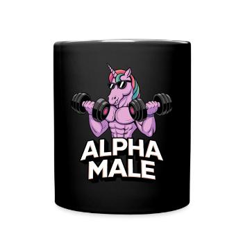 Rainbow Alpha Man Unicorn - Full Colour Mug - black - Front