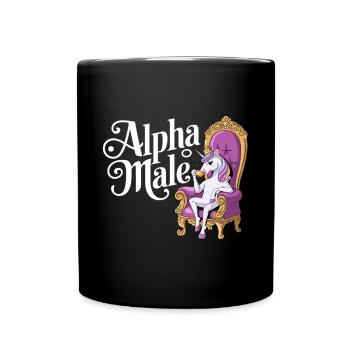 Rainbow Alpha Man Unicorn - Full Colour Mug - black - Front