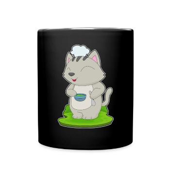 Cat Cooking Bowl Cooking - Full Colour Mug - black - Front