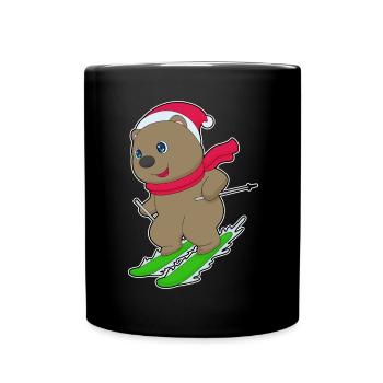 Ski de Noël Bear - Mug uni - noir - Devant