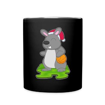 Basket-ball de Noël Bunny - Mug uni - noir - Devant