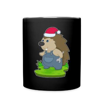 Hedgehog Christmas Mechanic - Full Colour Mug - black - Front