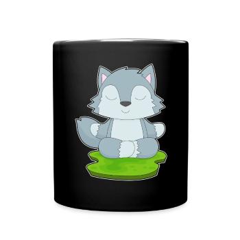 Wolf Yoga Fitness Meditation - Tasse einfarbig - Schwarz - Vorne