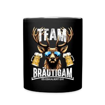 Junggesellenabschied Männer T-Shirt JGA Poltern - Tasse einfarbig - Schwarz - Vorne
