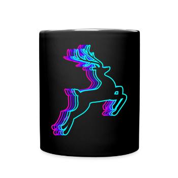 Retro Reindeer Christmas Santa Claus Vaporwave - Full Colour Mug - black - Front