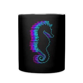 Retro Seepferdchen Seefisch Vaporwave - Tasse einfarbig - Schwarz - Vorne
