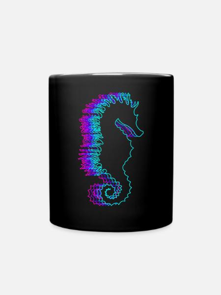 Retro Seepferdchen Seefisch Vaporwave - Tasse einfarbig - Schwarz