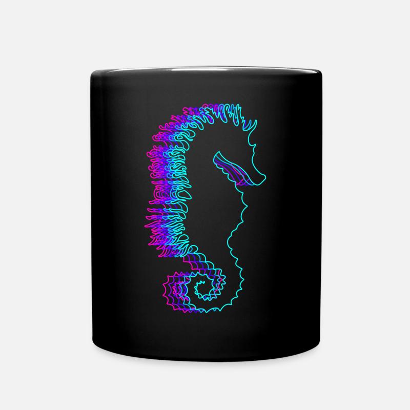 Retro Seepferdchen Seefisch Vaporwave - Tasse einfarbig - Schwarz