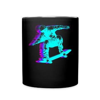 Retro Skateboarding Skateboarder Skateboard - Tasse einfarbig - Schwarz - Vorne
