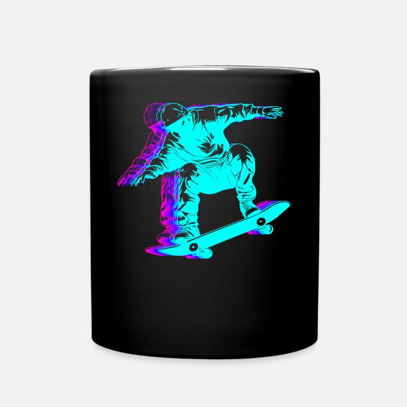 Retro Skateboarding Skateboarder Skateboard - Full Colour Mug - black