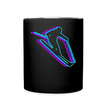 Retro Skifahren Ski Skifahrer Vaporwave - Tasse einfarbig - Schwarz - Vorne