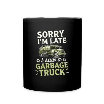 Désolé, je suis en retard, j’ai un - Mug uni - noir - Devant