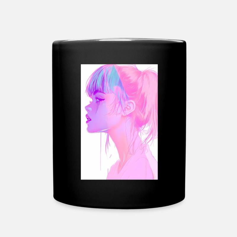 Anime Girl Vaporwave Glitchcore Pastel Goth - Tasse einfarbig - Schwarz