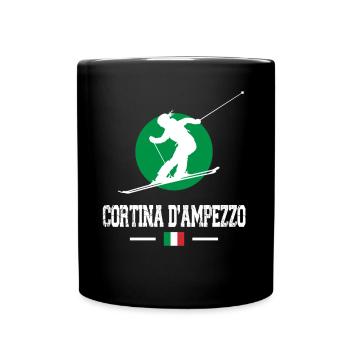 Cortina D'Ampezzo Ski Resort Italian Alps Skiing - Full Colour Mug - black - Front