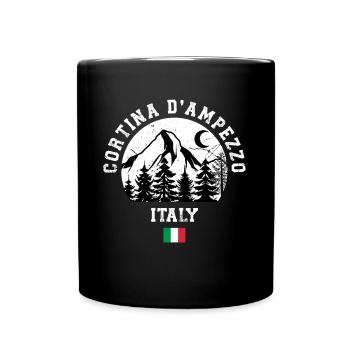 Cortina D'Ampezzo Ski Resort Italian Alps Skiing - Full Colour Mug - black - Front
