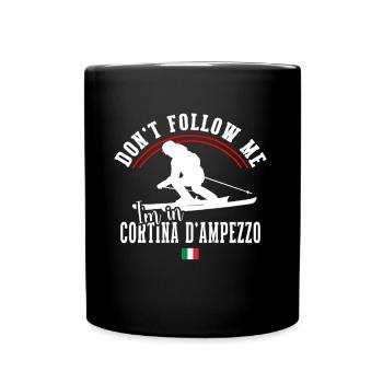Cortina D'Ampezzo Ski Resort Italian Alps Skiing - Full Colour Mug - black - Front