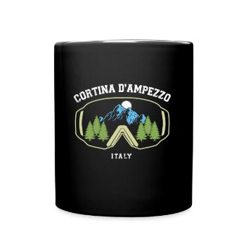 Cortina D'Ampezzo Ski Resort Italian Alps Skiing - Full Colour Mug - black - Front