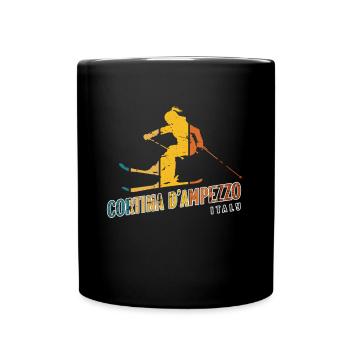 Cortina D'Ampezzo Ski Resort Italian Alps Skiing - Full Colour Mug - black - Front