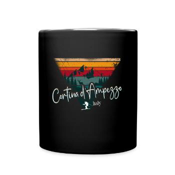 Cortina D'Ampezzo Ski Resort Italian Alps Skiing - Full Colour Mug - black - Front