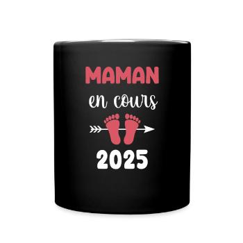 Laufende Ankündigung der Schwangerschaft von Mama 2025 - Tasse einfarbig - Schwarz - Vorne