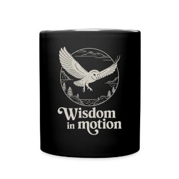 Wisdom In Motion Owl Nature Landscape - Full Colour Mug - black - Front