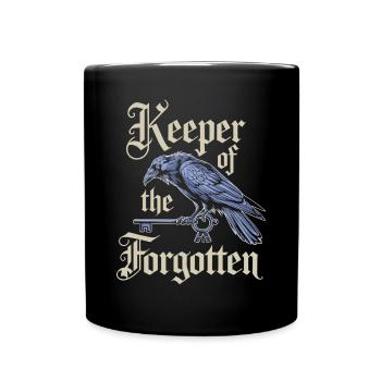 Gardien des oubliés avec corbeau et clé - Mug uni - noir - Devant