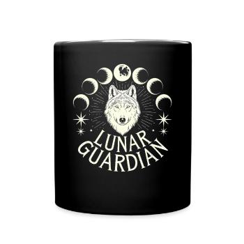 Lunar Guardian Wolf Mondphasen - Tasse einfarbig - Schwarz - Vorne