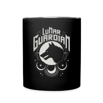 Lunar Guardian Wolf Silhouette Kunst - Tasse einfarbig - Schwarz - Vorne