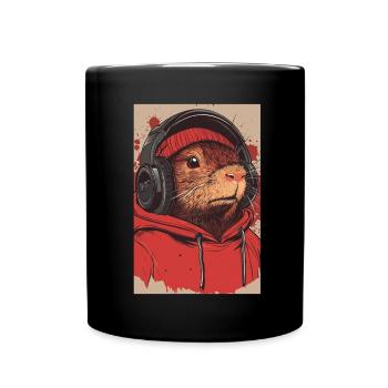 Capibara Meerschwein Wasserschwein Headphones - Tasse einfarbig - Schwarz - Vorne