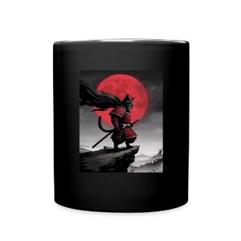 Kriegerkatze Japanische Katze Samurai Katze - Tasse einfarbig - Schwarz - Vorne