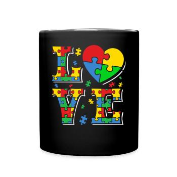 Autismus Autisten Love - Tasse einfarbig - Schwarz - Vorne