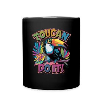 Tukan Mach Es! Bunter Tukan Auf Ast Mit - Tasse einfarbig - Schwarz - Vorne