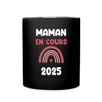 2025 Aktuelle Mutter kündigt Schwangerschaft an - Tasse einfarbig - Schwarz - Vorne
