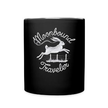 Moonbound Traveler Hase im Sprung - Tasse einfarbig - Schwarz - Vorne